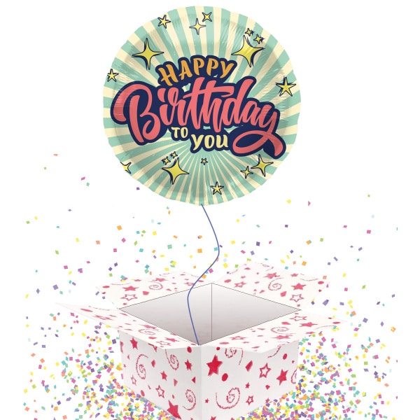 Retro Stars 'Happy Birthday To You' Foil Balloon - 45cm