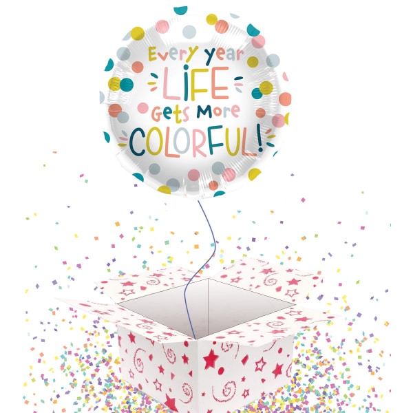 Birthday 'Every Year Life Gets More Colourful!' Foil Balloon - 45cm