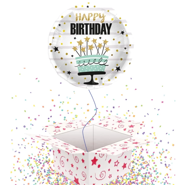 Birthday Cake & Stars Foil Balloon - 45cm