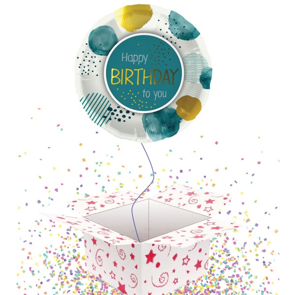 'Happy Birthday To You' Teal & Gold Foil Balloon - 45cm