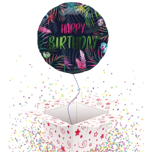 Happy Birthday Hawaiian Neon Tropical Foil Balloon - 45cm
