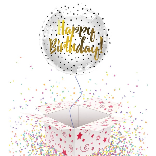 Happy Birthday! Gold & Black Dots Foil Balloon - 45cm