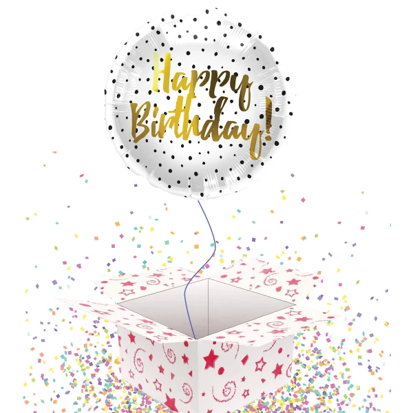 Happy Birthday! Gold & Black Dots Foil Balloon - 45cm