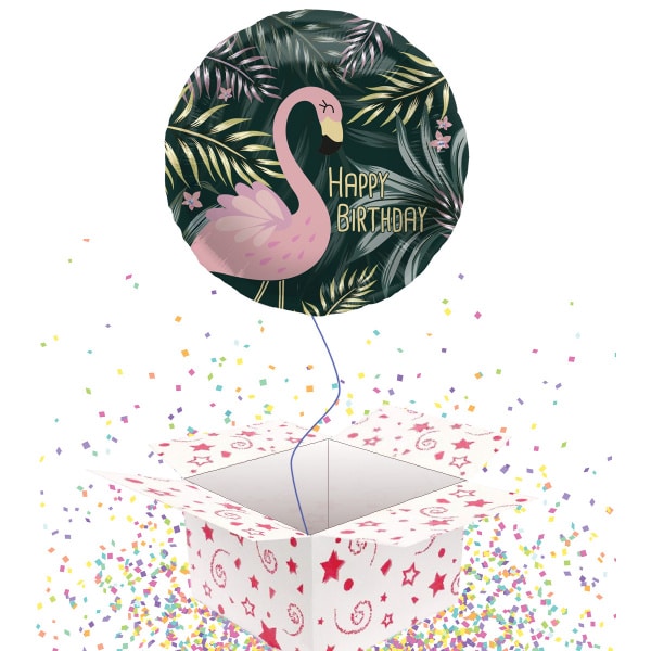 Happy Birthday Tropical Flamingo Foil Balloon - 45cm