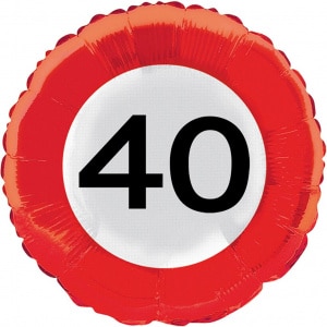 40th Birthday Traffic Sign Foil Balloon - 45cm