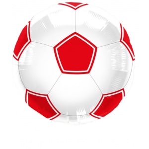 Football Foil Balloon Red & White - 43cm