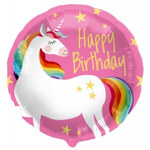 'Happy Birthday' Pink Unicorn Foil Balloon - 45cm