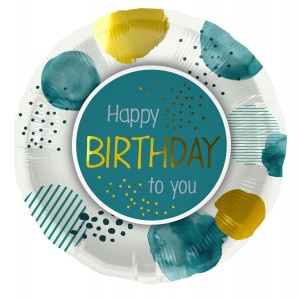 'Happy Birthday To You' Teal & Gold Foil Balloon - 45cm