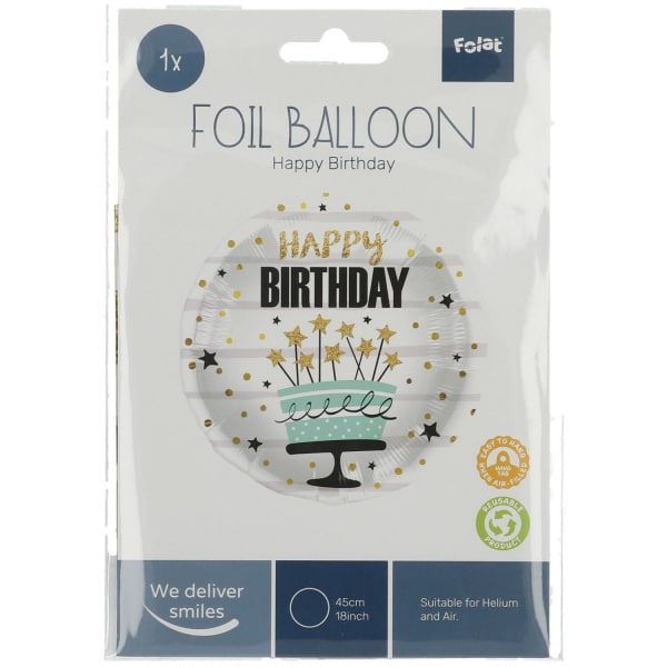 Birthday Cake & Stars Foil Balloon - 45cm