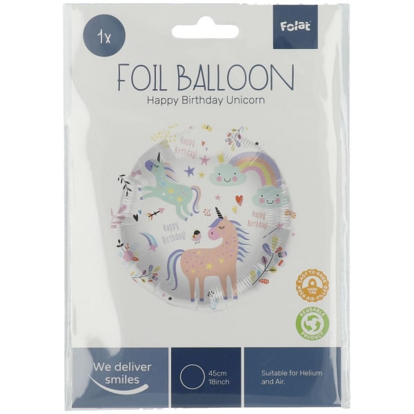 Happy Birthday Unicorns & Rainbows Foil Balloon - 45cm