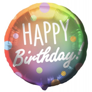 'Happy Birthday!' Multicoloured With Dots Foil Balloon  - 45cm