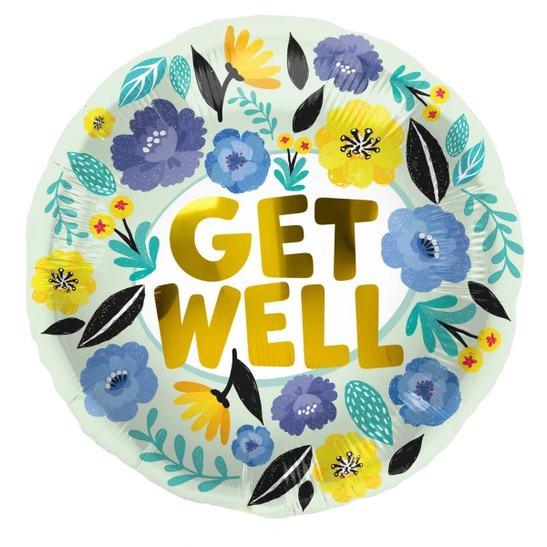 Get Well Soon Flowers Foil Balloon - 45cm