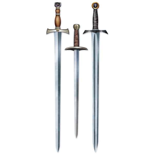 3 X Large Medieval Sword Cutout Decorations - 92cm