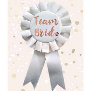 "Team Bride" Cream & Rose Gold Deluxe Rosette Badge