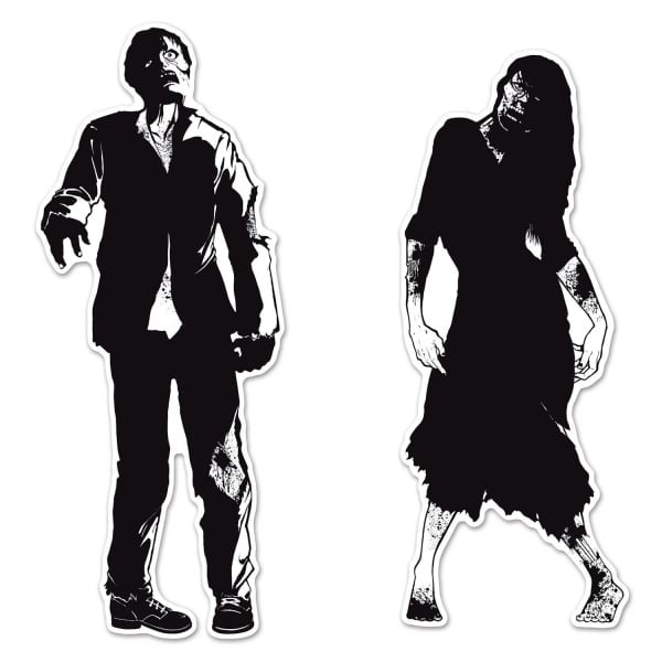 2 X Large Zombie Silhouette Decorations - 89cm