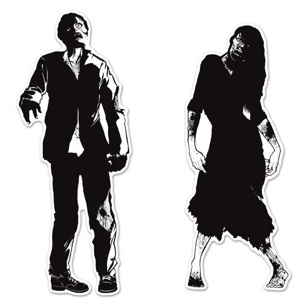 2 X Large Zombie Silhouette Decorations - 89cm