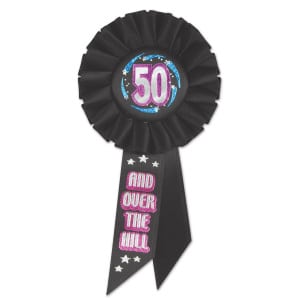 50th Birthday "Over The Hill" Rosette Badge