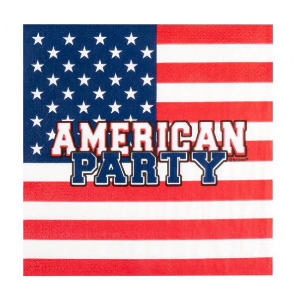 20 X USA American Flag Paper Napkins - 33cm