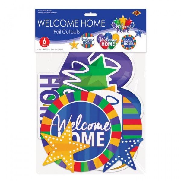 6 X Welcome Home Foiled Cutout Decorations - 14cm - 36cm