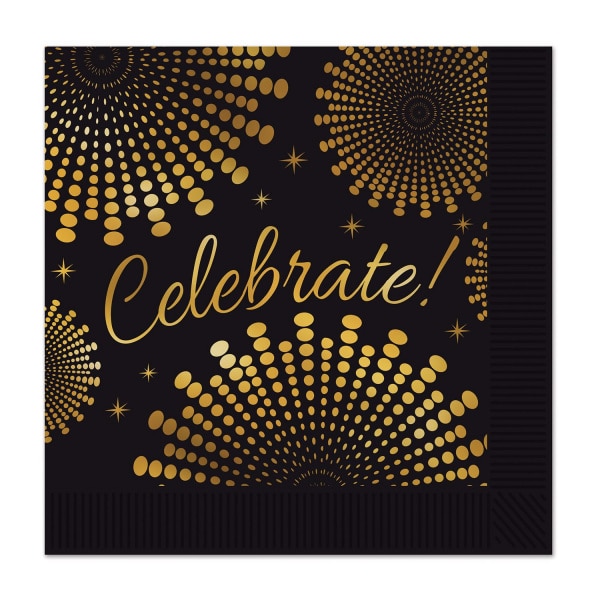 16 X "Celebrate" Paper Cocktail Napkins - 25cm