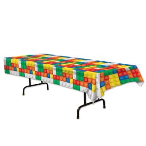 Colourful Bulding Blocks Party Tablecloth - 2.7m x 1.3m