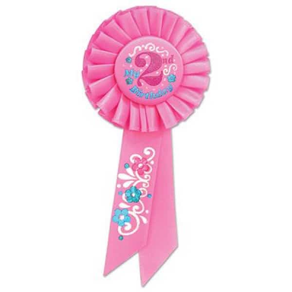 My 2nd Birthday Pink Rosette Badge