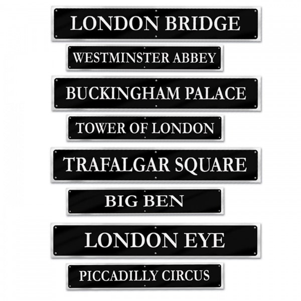 4 X London Street Sign Cutout Decorations - 61cm