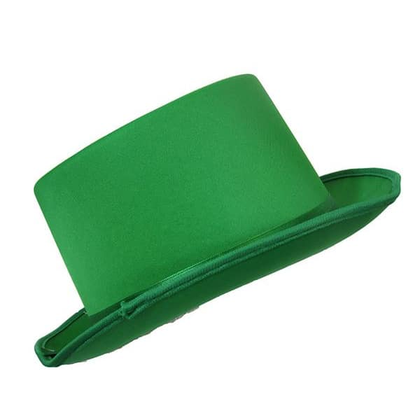 Green Satin Finish Top Hat With Ribbon