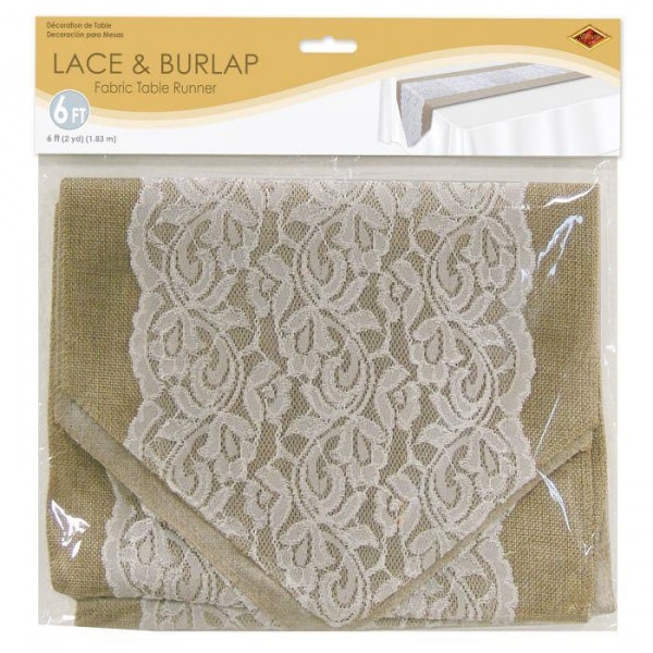 Wedding Lace & Hessian Table Runner Decoration - 1.83m