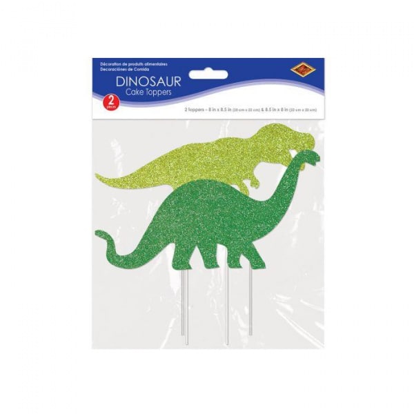 2 x Dinosaur Glitter Cake Toppers - 22cm