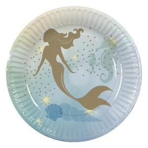 10 X Mermaid Paper Plates - 23cm