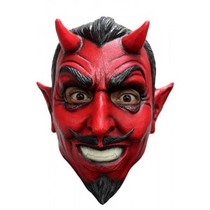 Classic Red Devil with horns Latex Halloween Mask