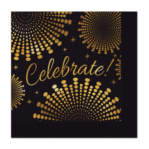 16 X "Celebrate" Paper Party Napkins - 33cm