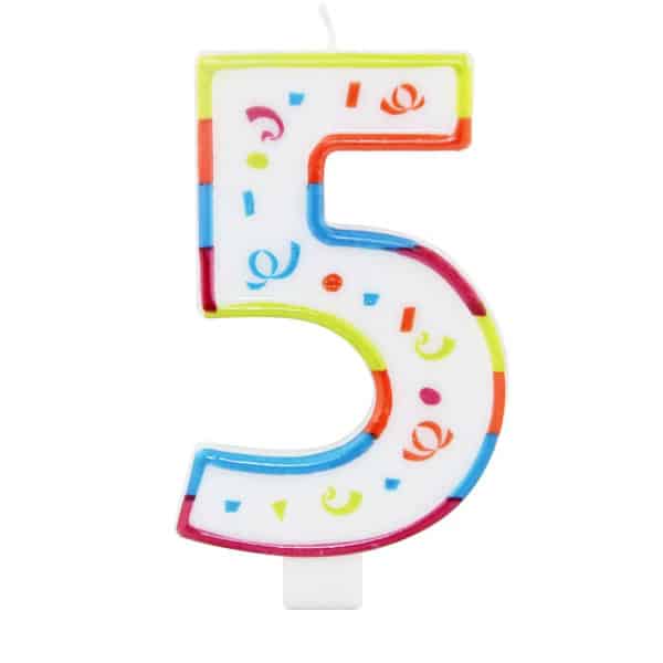 XL Number 5 Multicoloured Birthday Candle - 12.5cm