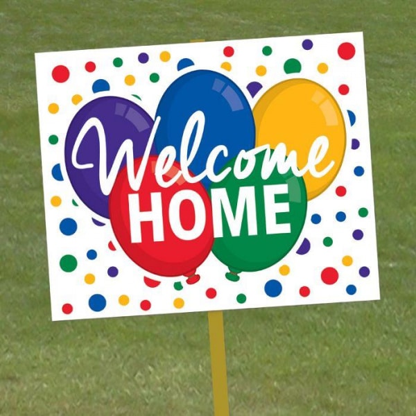 Welcome Home Balloons Garden Sign - 38cm x 30cm