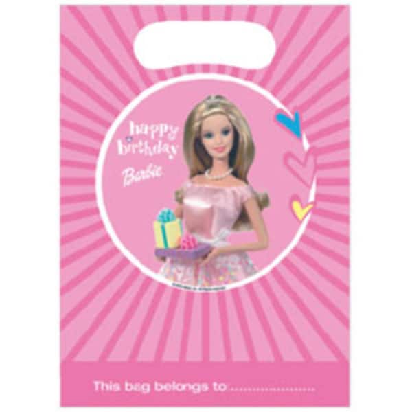 6 X Barbie Pink Happy Birthday Gift / Loot Bags