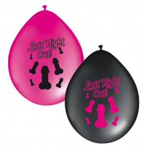 8 X "Last Night Out" Penis Balloons - 30cm