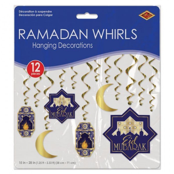12 X Eid Mubarak Hanging Whirls