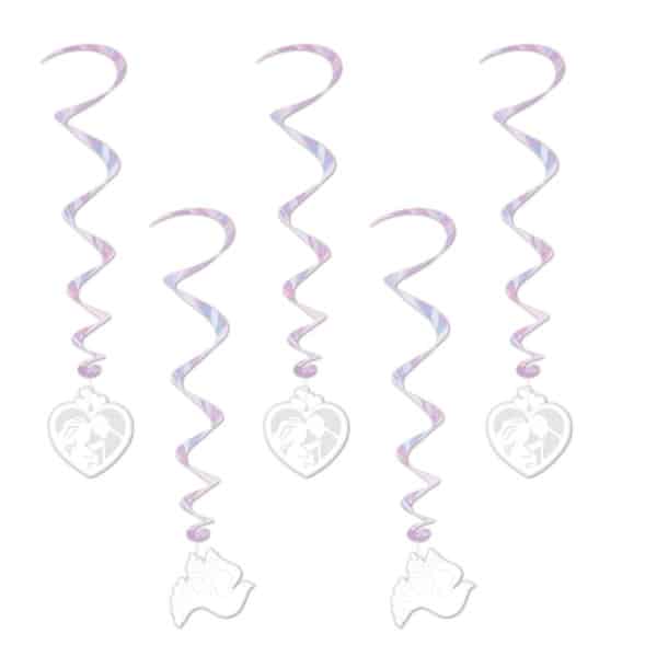 5 X Doves & Wedding Hanging Whirls