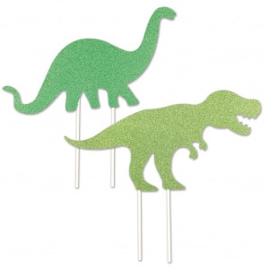 2 x Dinosaur Glitter Cake Toppers - 22cm