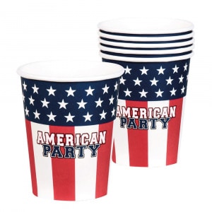 10 X USA American Flag Paper Cups - 250ml