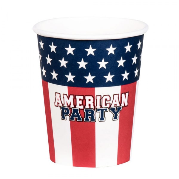 10 X USA American Flag Paper Cups - 250ml