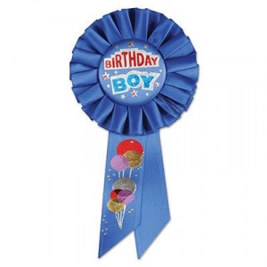 Birthday Boy Blue Rosette Badge