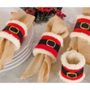 4 x Santa Fleece Napkin Rings