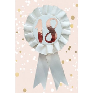 18th Birthday Cream & Rose Gold Deluxe Rosette Badge