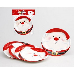 6 X Christmas Santa Paper Plates - 18cm