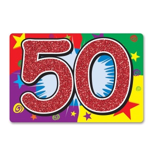 50th Birthday Bright & Glittered Sign - 38cm x 25cm