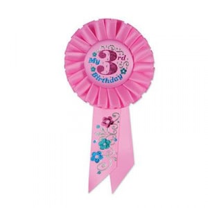 My 3rd Birthday Pink Rosette Badge