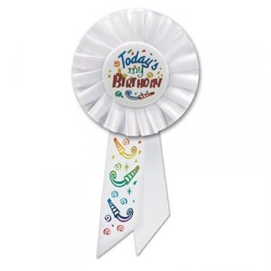 Today's My Birthday White Rosette Badge