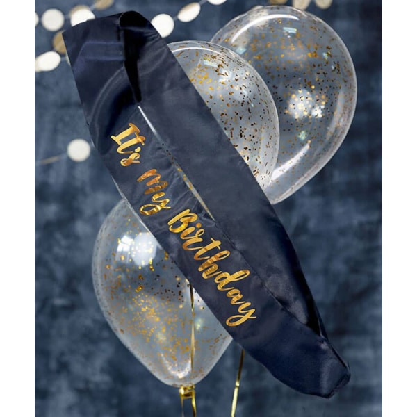 "It's My Birthday" Navy & Gold Deluxe Satin Sash